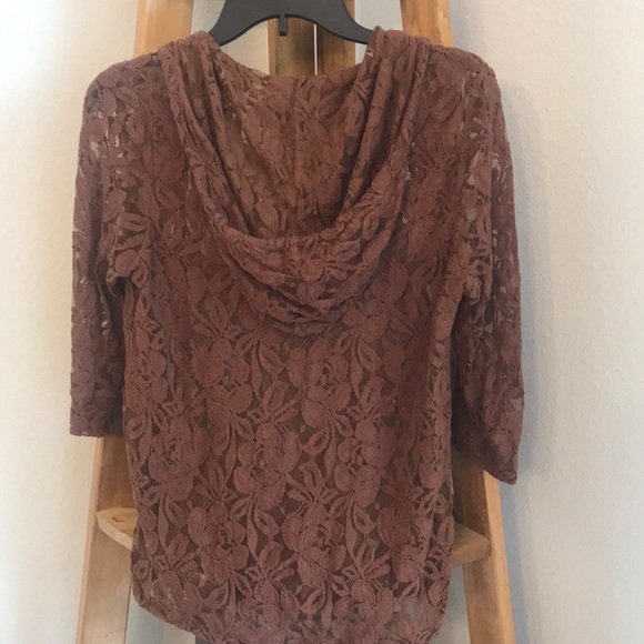 Starring at Stars Brown Lace Hoodie Size S - Picture 3 of 3